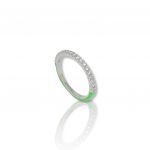 Platinum plated silver  925° ring with green enamel (code FC002641)